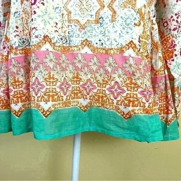 Sigrid Olsen Boho 100% Cotton Geometric Embroidered Peasant Tunic Top Size M - Picture 5 of 15